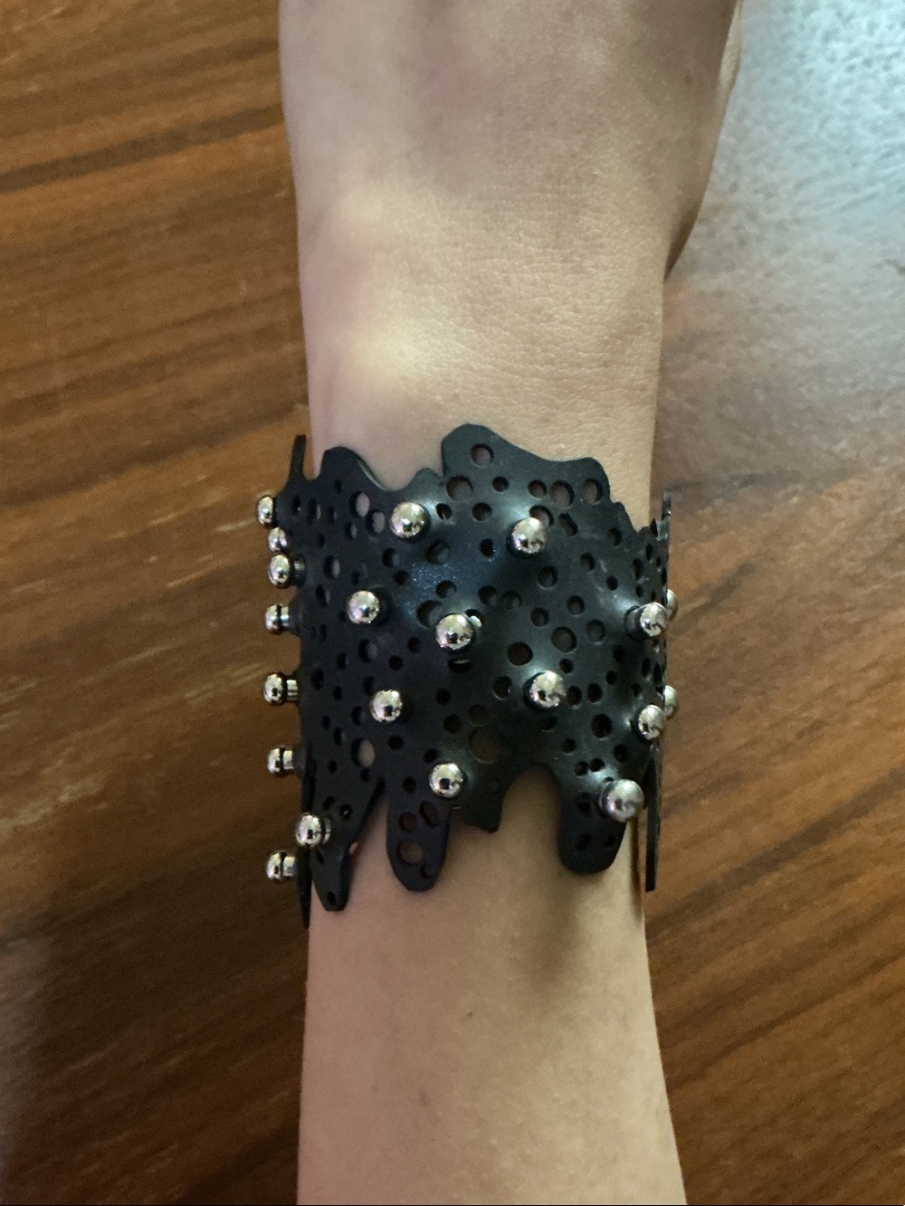Artisan Made Vegan Leather Cuff Bracelet with Studs